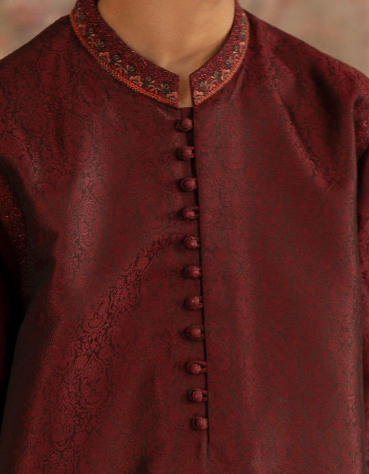 Polyester Maroon Special Kurta - J. Junaid Jamshed