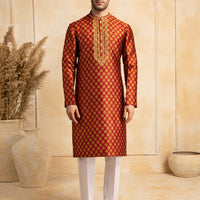 Blended Red Special Kurta - J. Junaid Jamshed