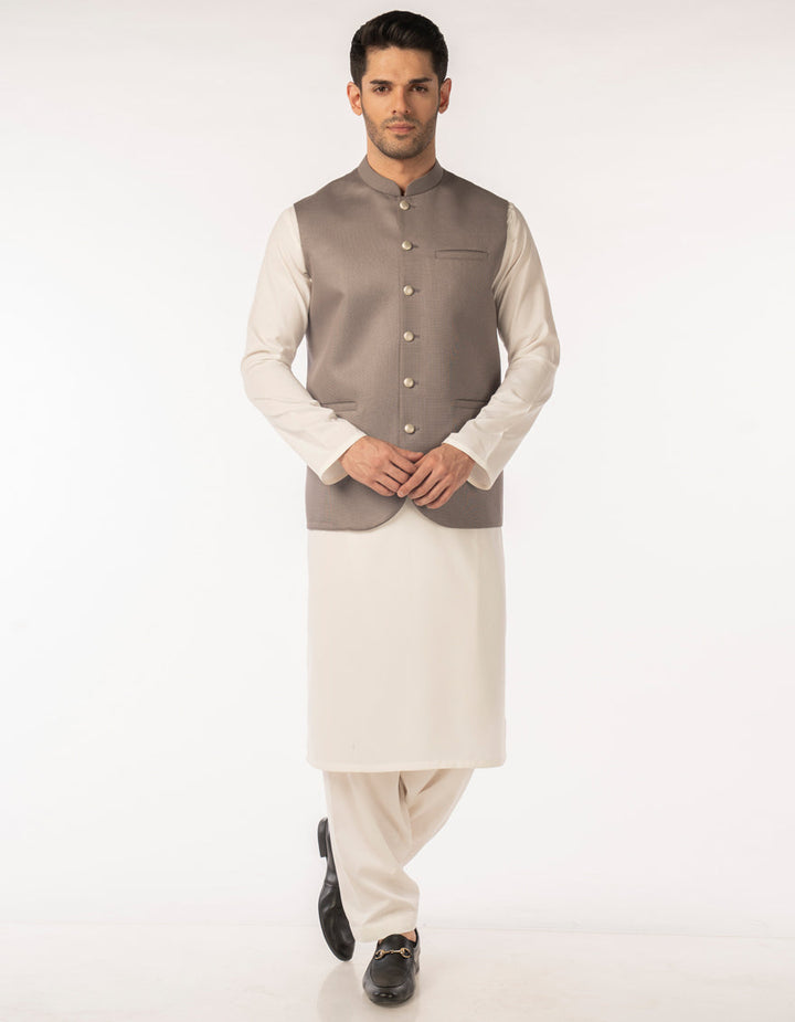 Suiting Grey Waist Coat - J. Junaid Jamshed