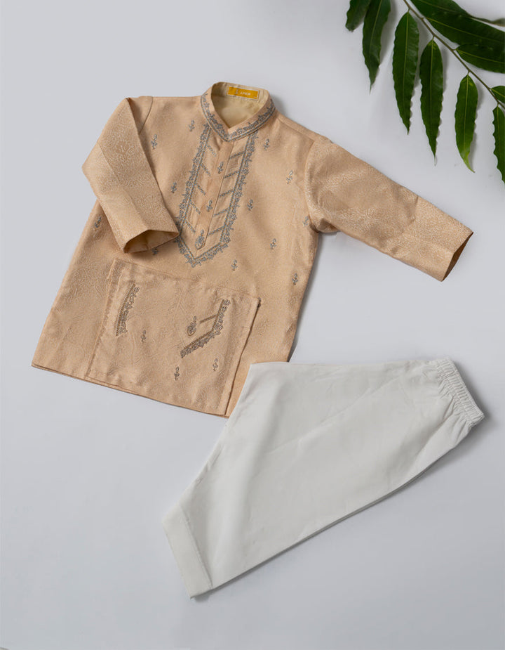 Polyester Peach Shalwar Kameez- J. Junaid Jamshed