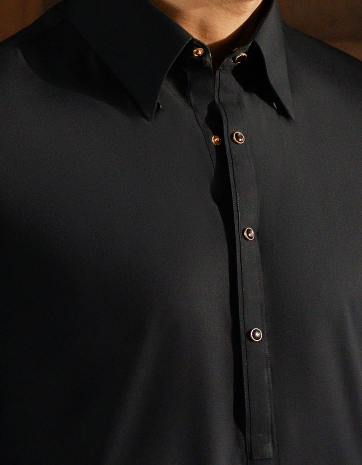 Blended Black Shalwar Kameez - J. Junaid Jamshed