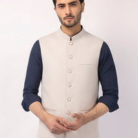 Blended Ash Grey Waist Coat - J. Junaid Jamshed