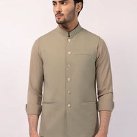 Blended Green Waist Coat - J. Junaid Jamshed
