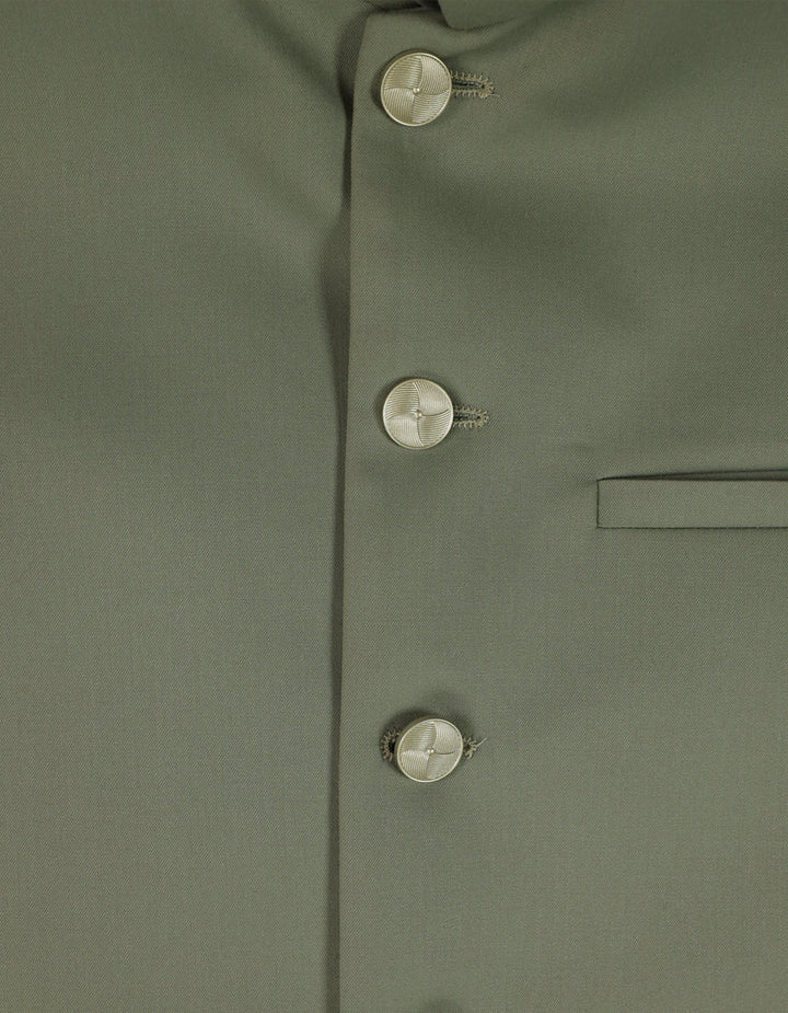 Blended Mint Green Waist Coat - J. Junaid Jamshed