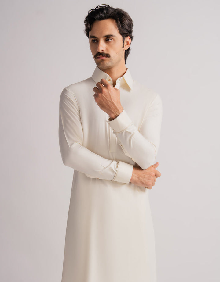 Blended Off White Shalwar Kameez - J. Junaid Jamshed