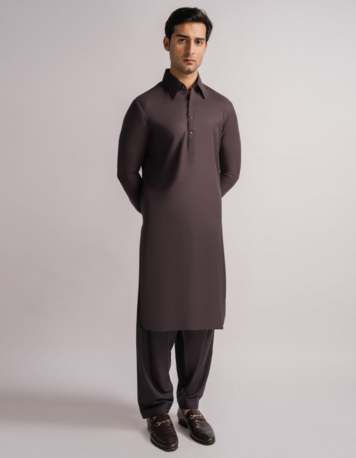 Blended Brown Shalwar Kameez - J. Junaid Jamshed