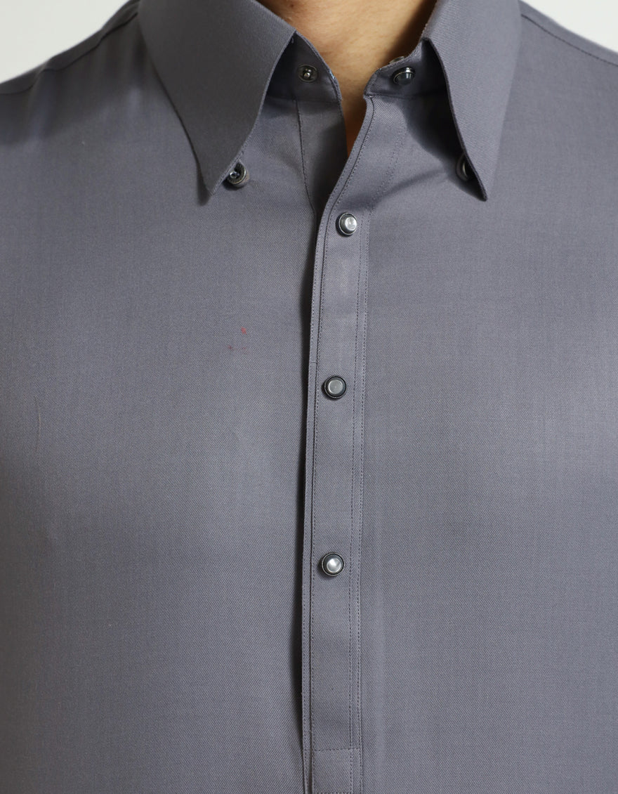 Blended Dark Grey Shalwar Kameez - J. Junaid Jamshed