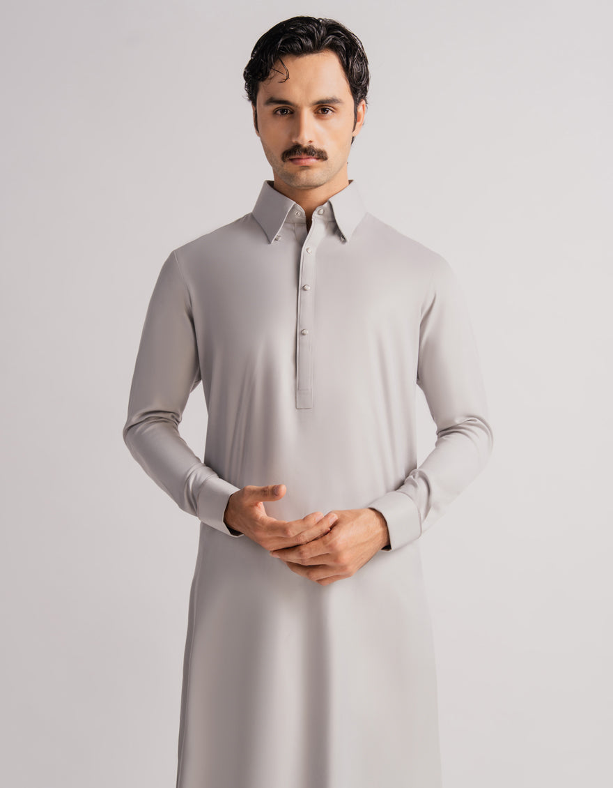 Blended Grey Shalwar Kameez - J. Junaid Jamshed