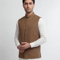 Blended Bronze Waist Coat - J. Junaid Jamshed