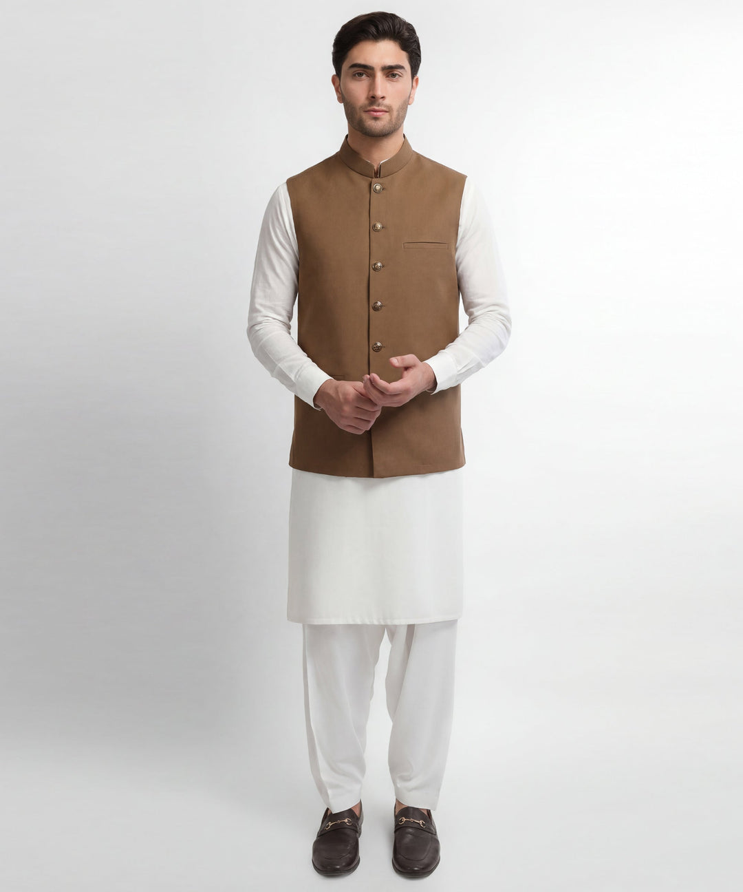 Blended Bronze Waist Coat - J. Junaid Jamshed