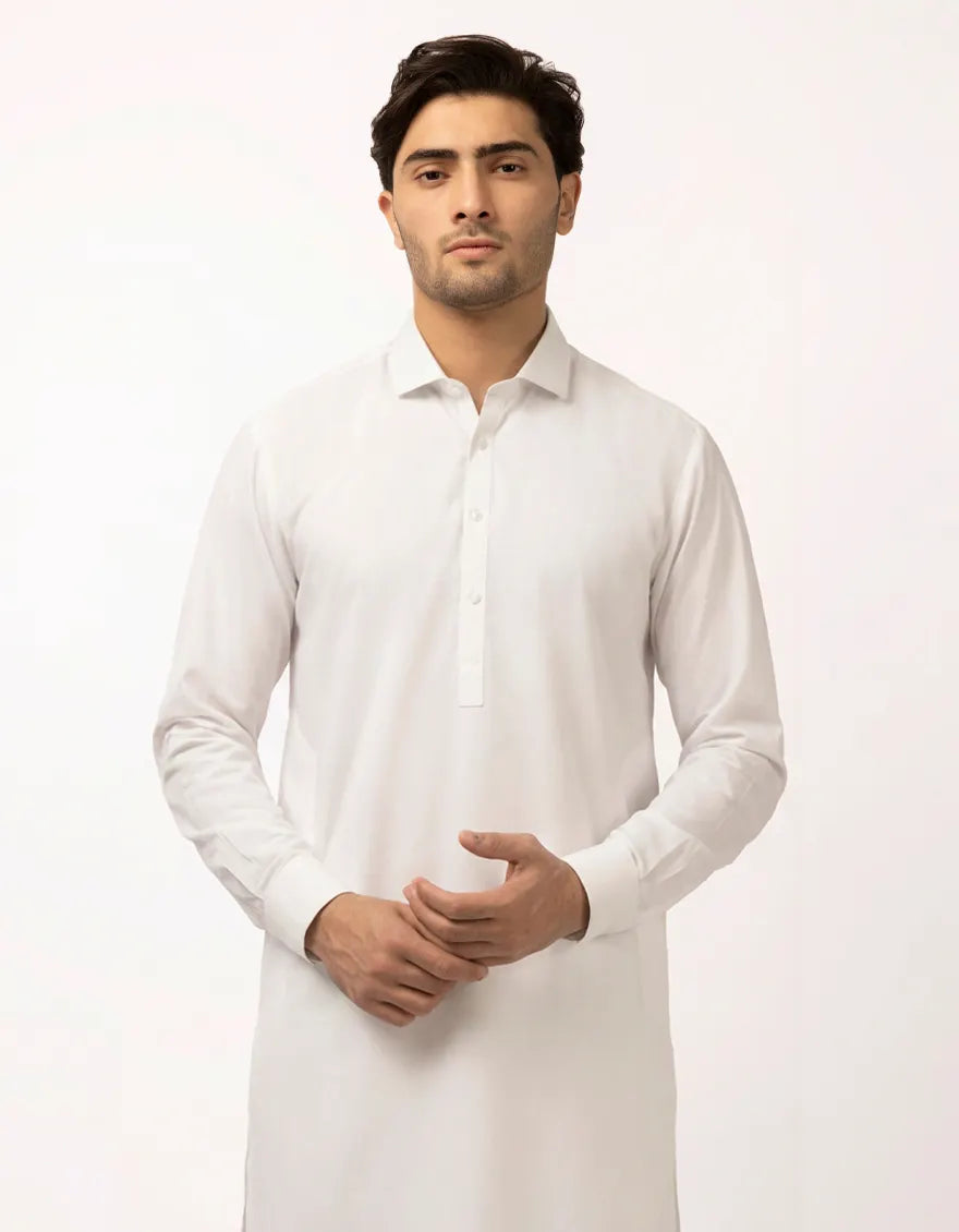 Polyester White Kurta Trouser - J. Junaid Jamshed