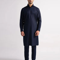 Blended Navy Blue Kurta Trouser - J. Junaid Jamshed