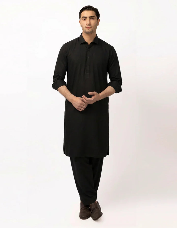 Blended Black Kurta Trouser - J. Junaid Jamshed