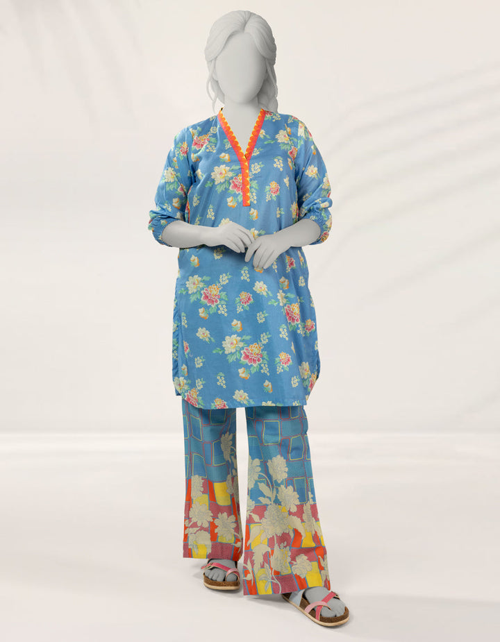 Lawn Blue Stitched Suit - J. Junaid Jamshed