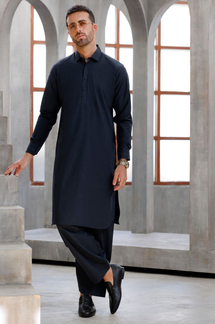 Cotton Charcoal Grey Shalwar Kameez - Wasim Akram by Almirah