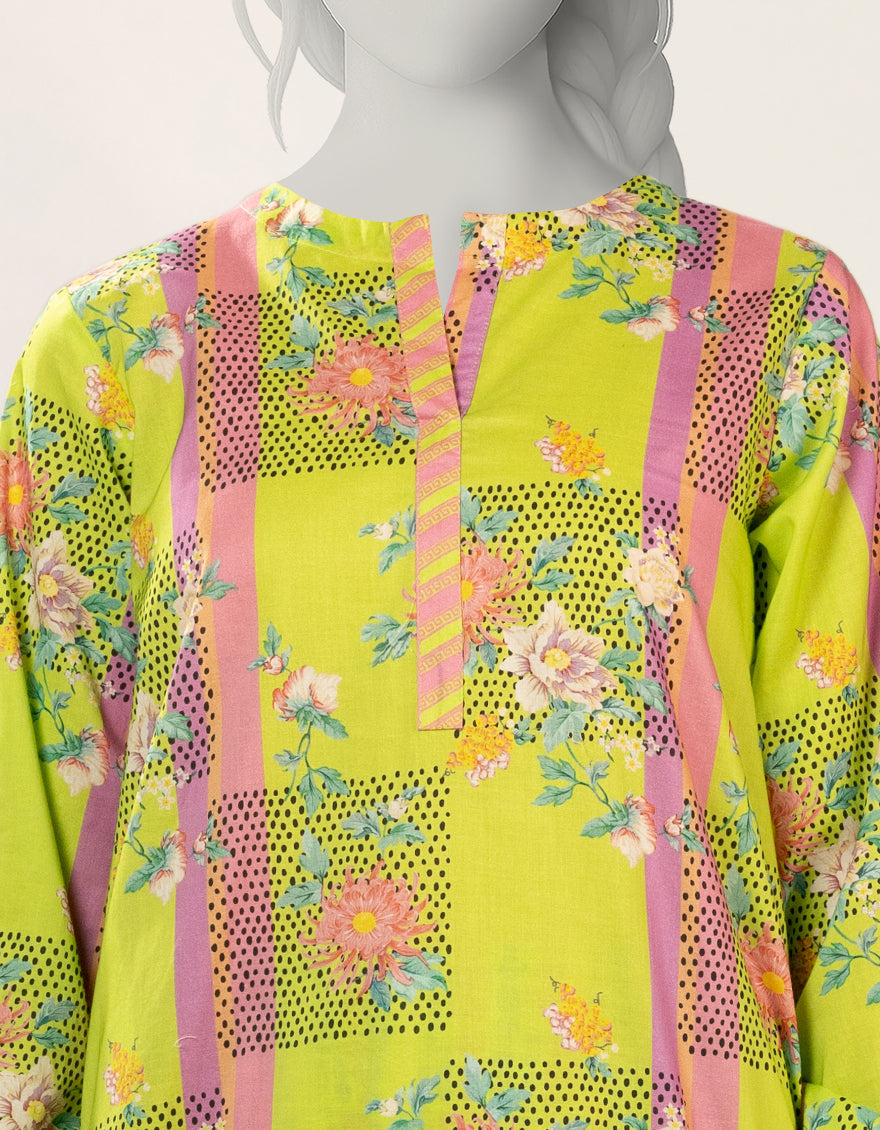 Lawn Green Stitched Suit - J. Junaid Jamshed