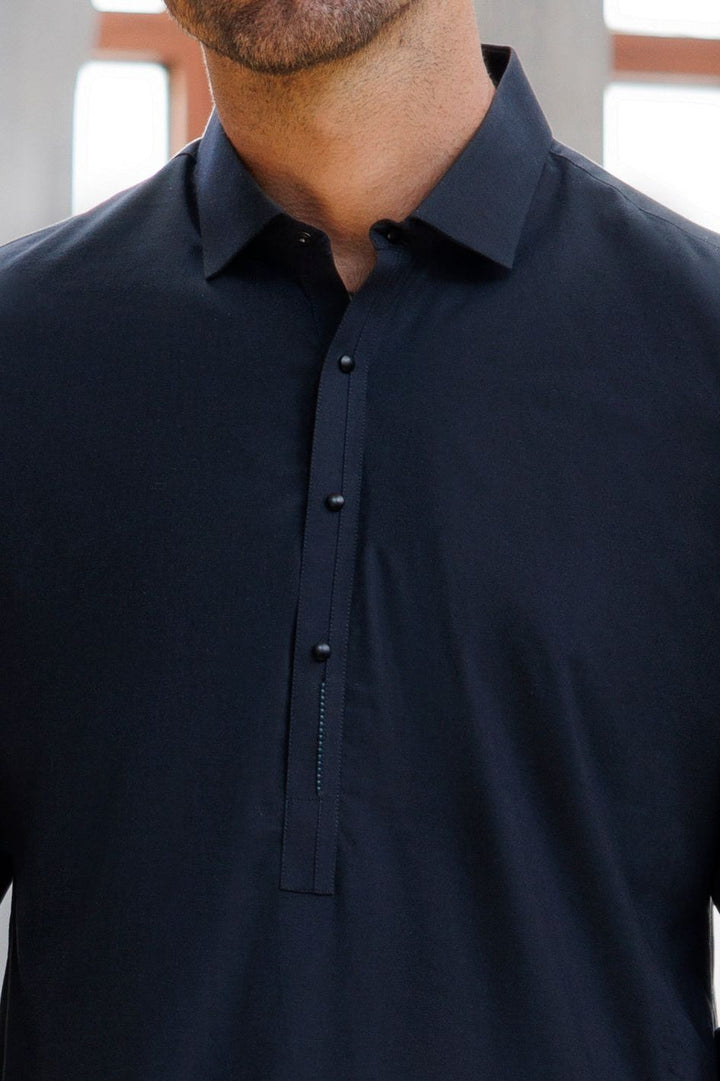 Cotton Charcoal Grey Shalwar Kameez - Wasim Akram by Almirah