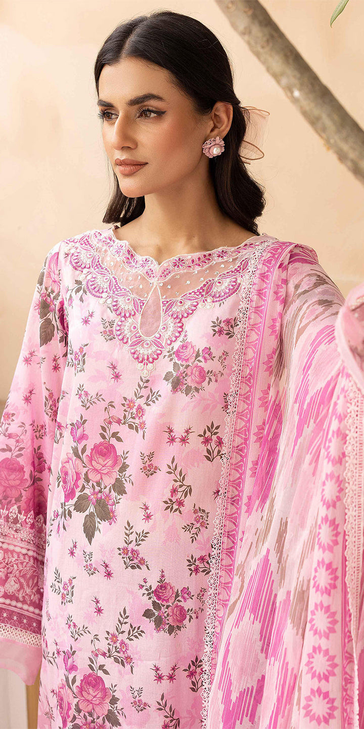 Lawn Pink Stitched Suit - Kesariya Vol III by Nureh