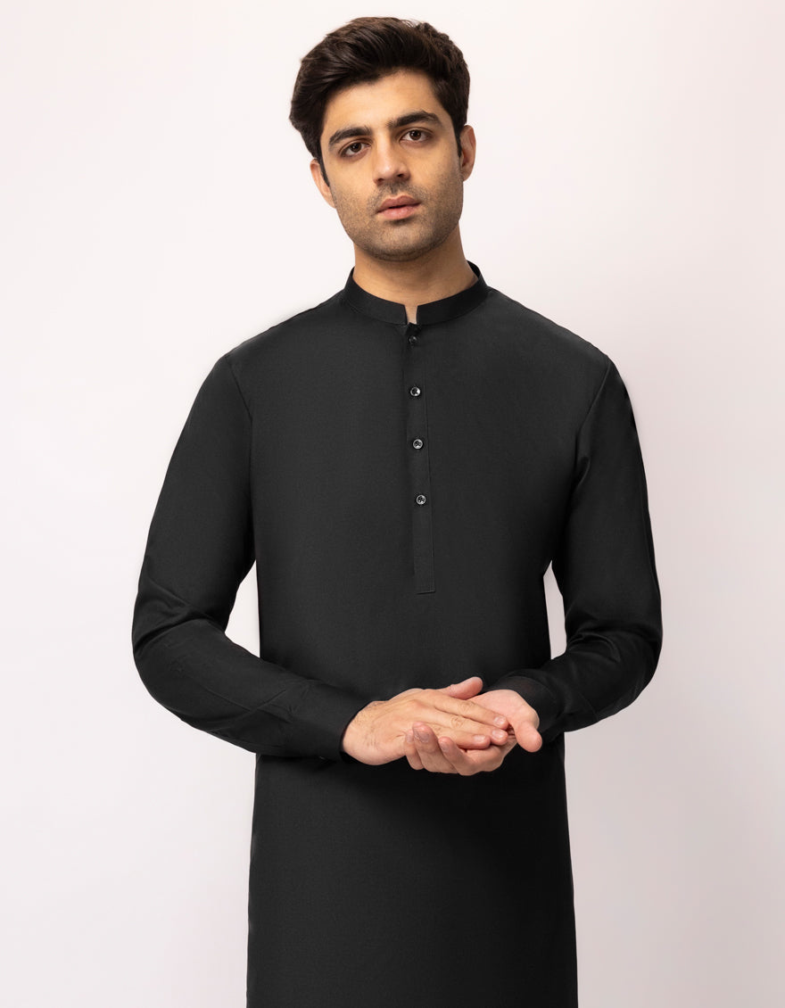 Blended Black Shalwar Kameez - J. Junaid Jamshed