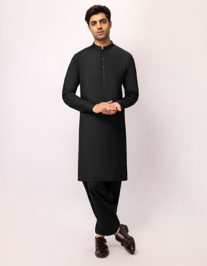 Blended Black Shalwar Kameez - J. Junaid Jamshed