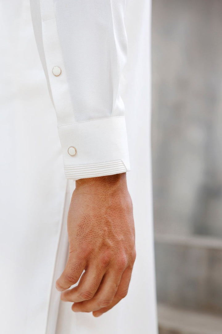 Blended White Shalwar Kameez - Wasim Akram by Almirah