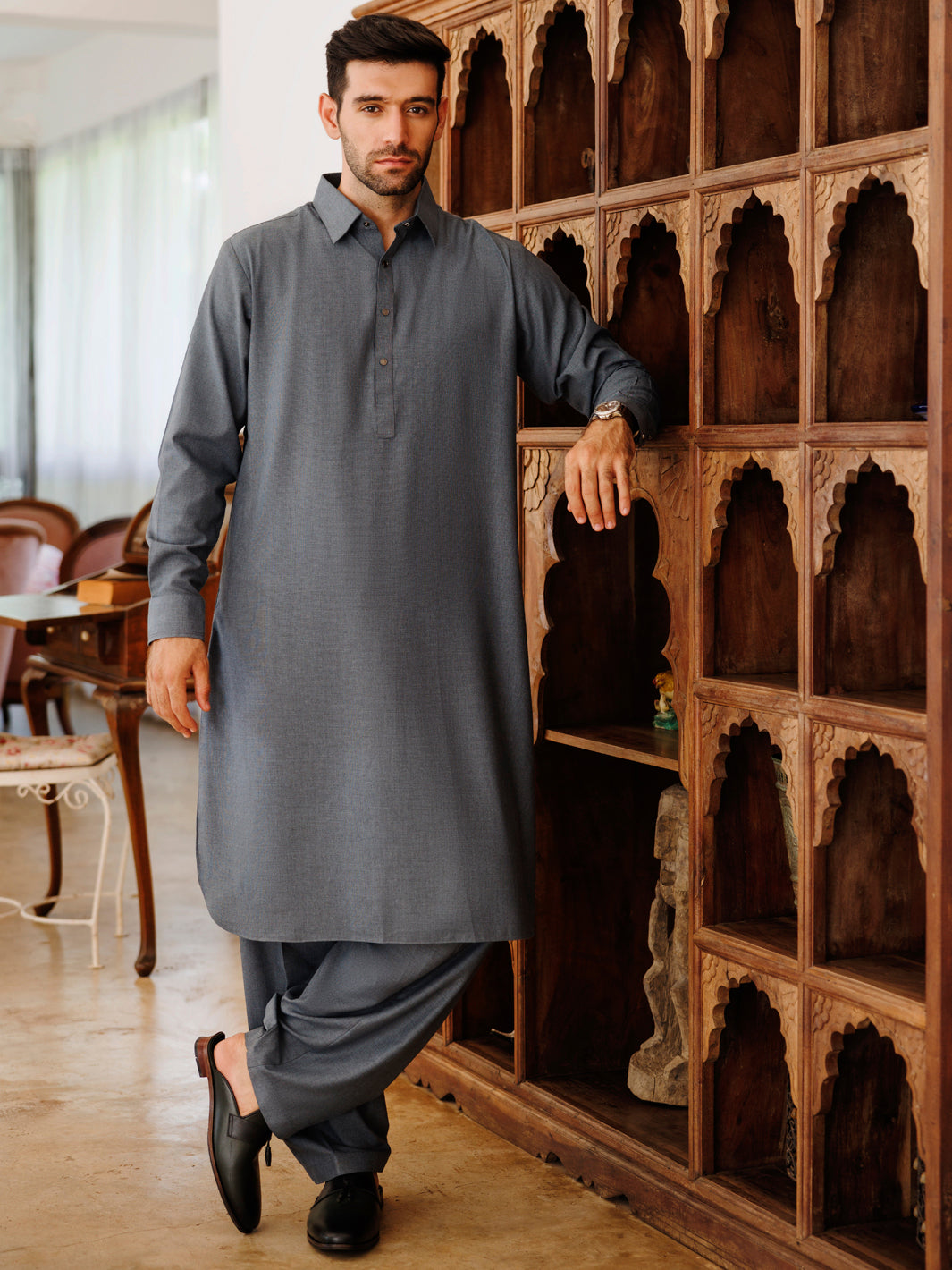 Blended Blue Shalwar Kameez - J. Junaid Jamshed