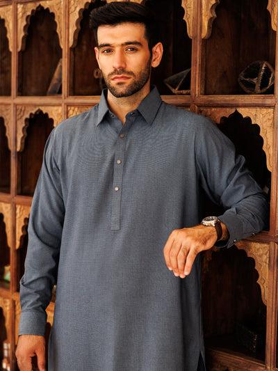 Blended Blue Shalwar Kameez - J. Junaid Jamshed