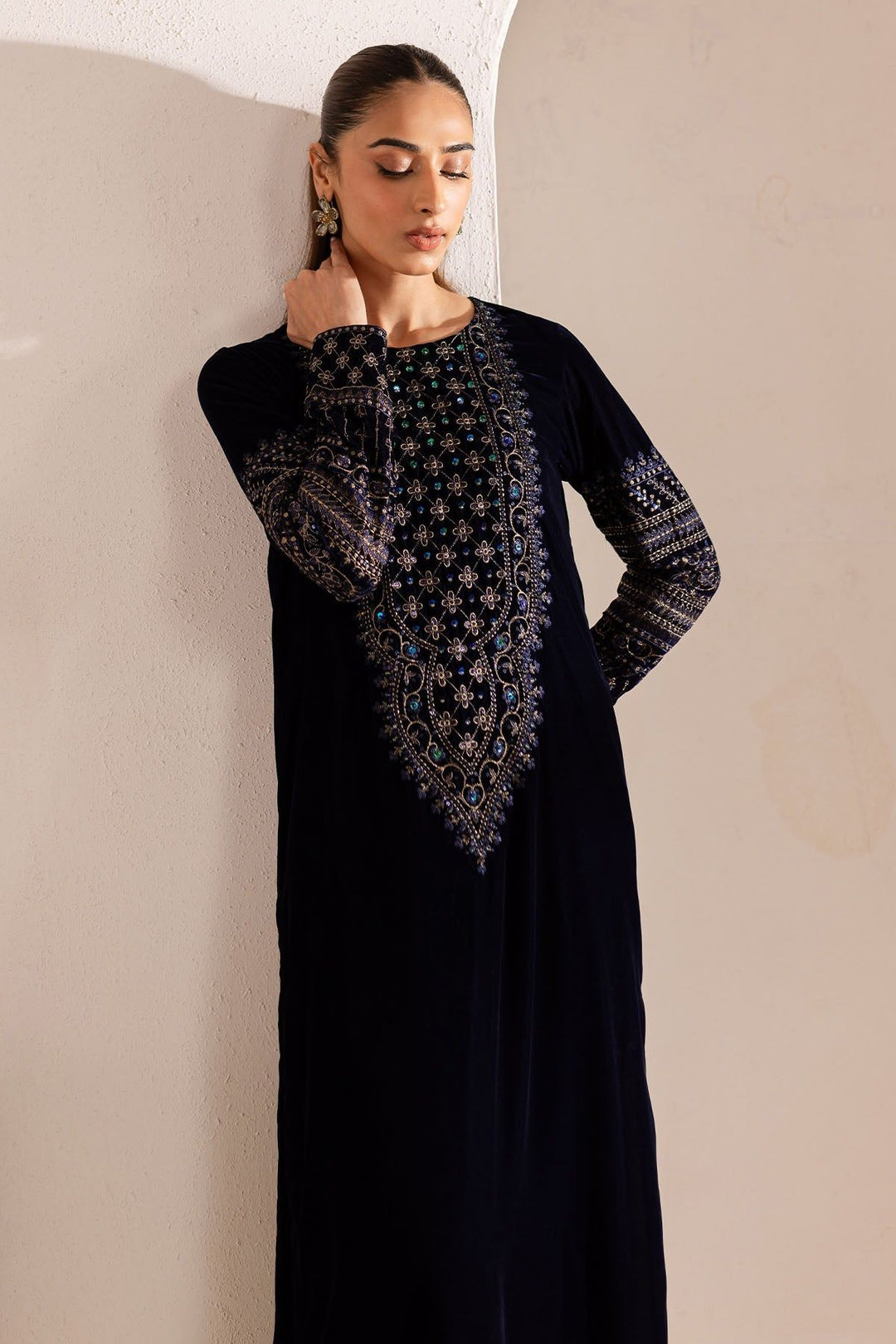 Velvet Purple Stitched Suit - Nureh