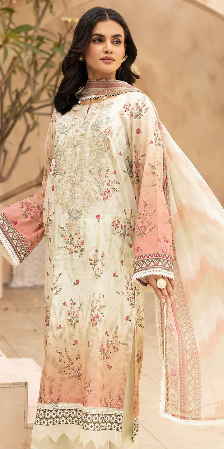 Lawn Off White Stitched Suit - Kesariya Vol III by Nureh