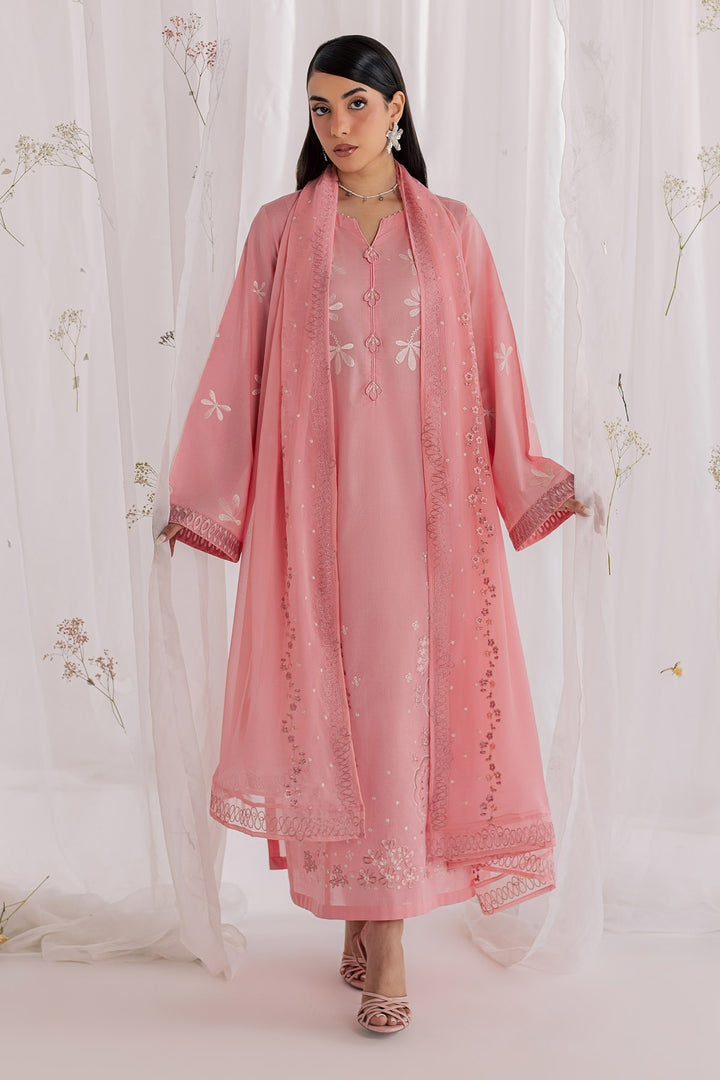 Embroidered Lawn Baby Pink Stitched Suit - Nureh