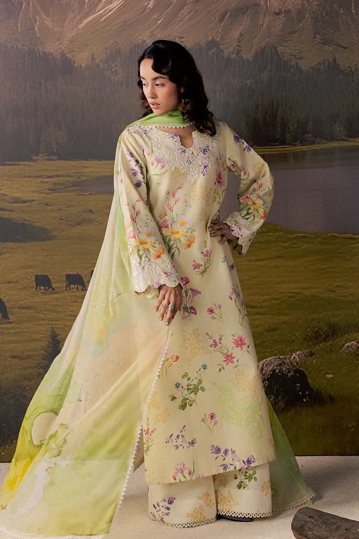 Dobby Lawn Butter Cream Stitched Suit - Vanya