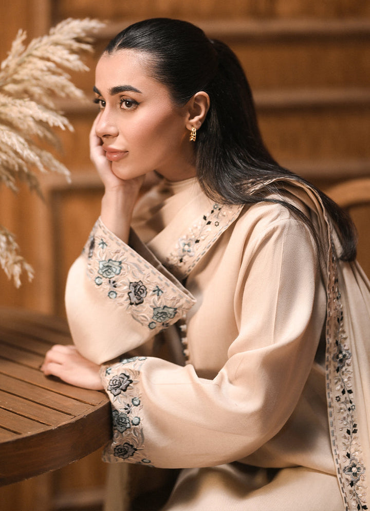 Twill Viscose Cream Stitched Suit - Image