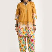 Lawn Mustard Stitched Suit - Charizma