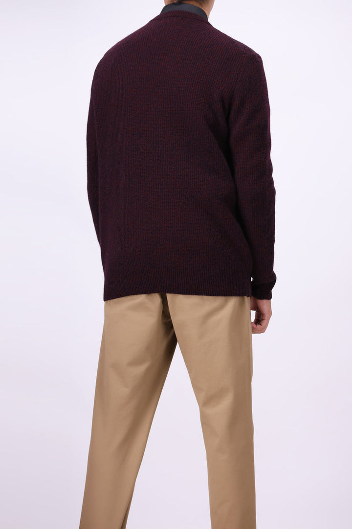 Lambs Wool Burgundy Designer Sweater - Cambridge