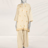 Textured Off White Stitched Suit - J. Junaid Jamshed