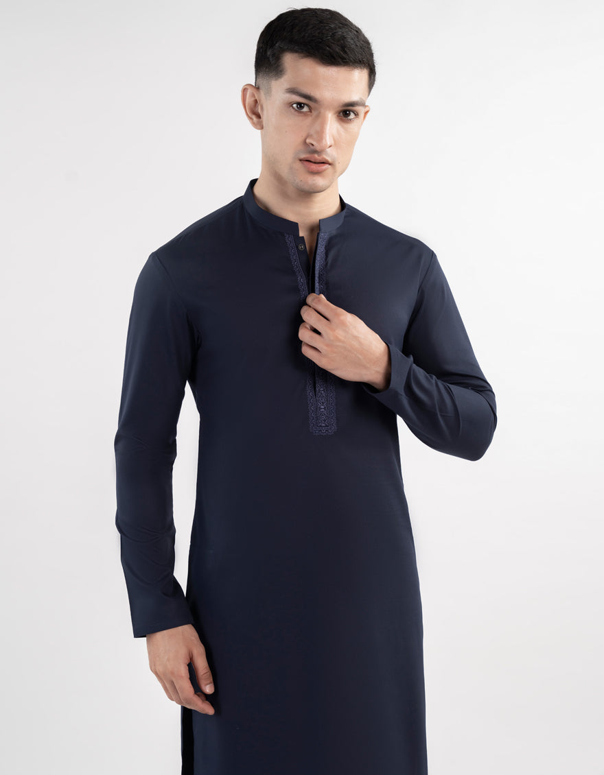 Blended Blue Kurta Trouser - J. Junaid Jamshed