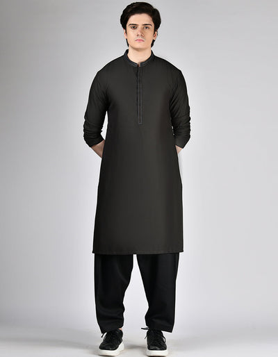 Blended Black Shalwar Kameez- J. Junaid Jamshed