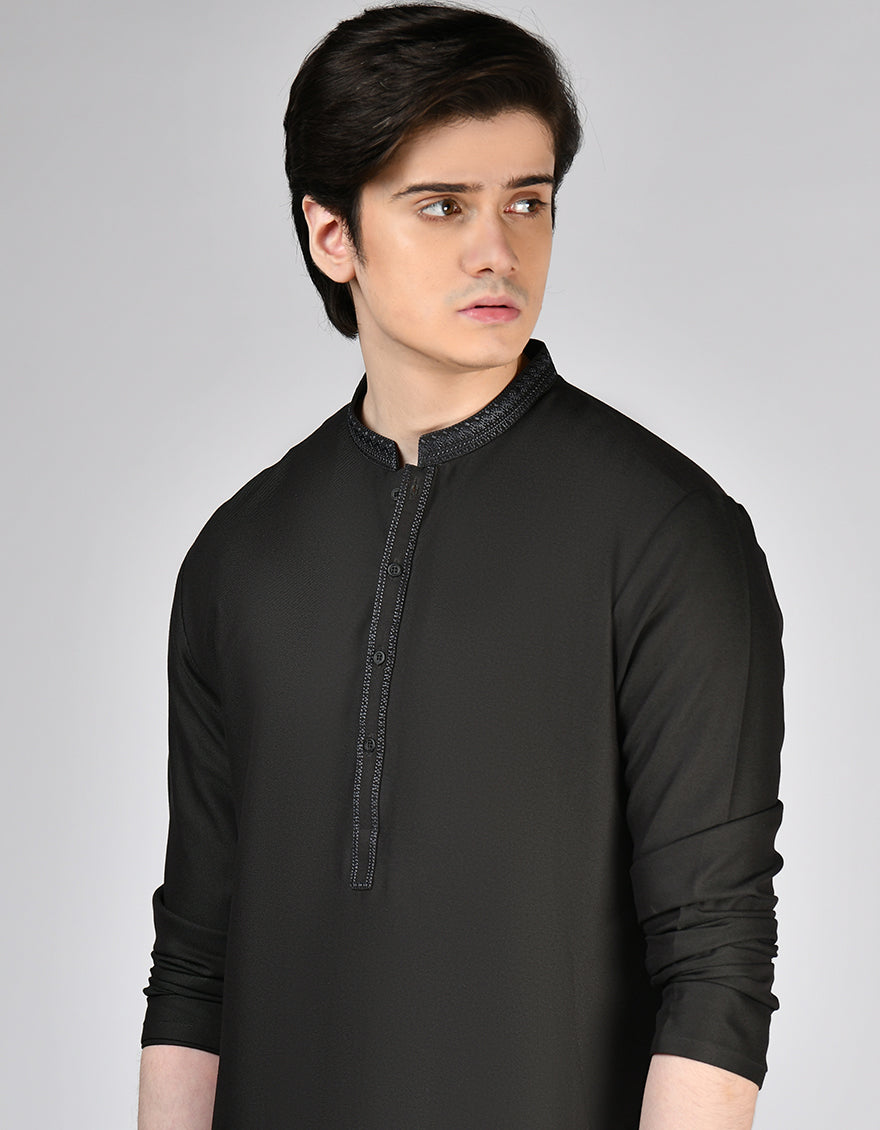 Blended Black Shalwar Kameez- J. Junaid Jamshed