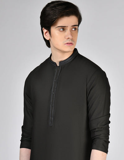 Blended Black Shalwar Kameez- J. Junaid Jamshed