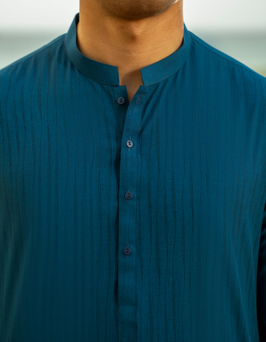 Blended Blue Kurta Trouser - J. Junaid Jamshed