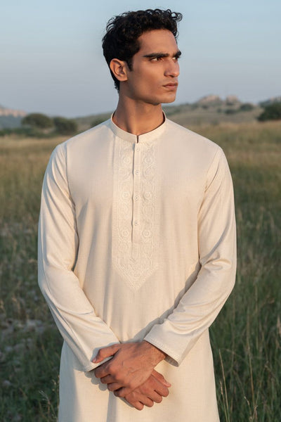 Blended White Shalwar Kameez - J. Junaid Jamshed