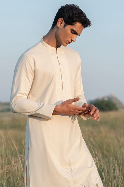 Blended White Shalwar Kameez - J. Junaid Jamshed