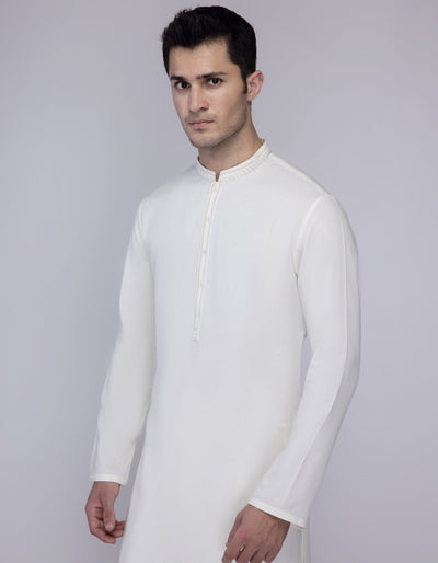 Blended Cream Shalwar Kameez - J. Junaid Jamshed