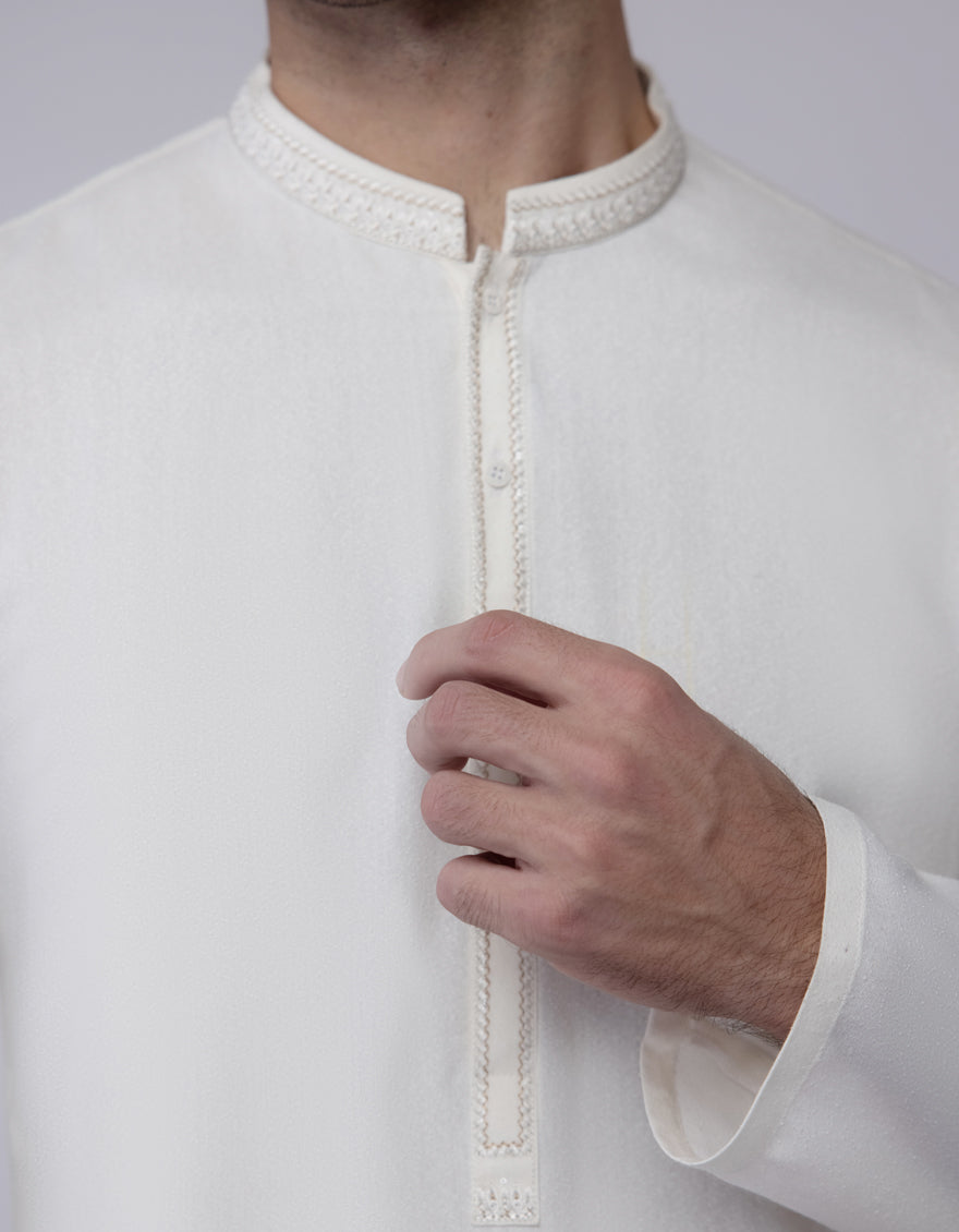 Blended Cream Shalwar Kameez - J. Junaid Jamshed