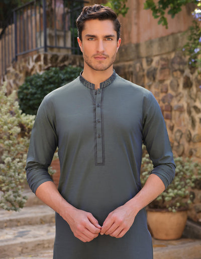 Cotton Green Kurta Trouser - J. Junaid Jamshed