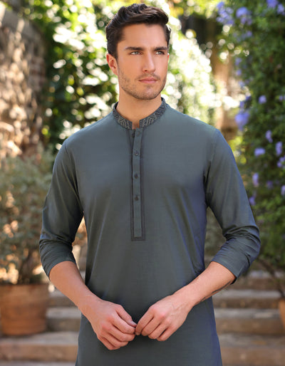 Cotton Green Kurta Trouser - J. Junaid Jamshed
