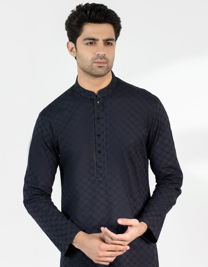 Cotton Black Kurta - J. Junaid Jamshed