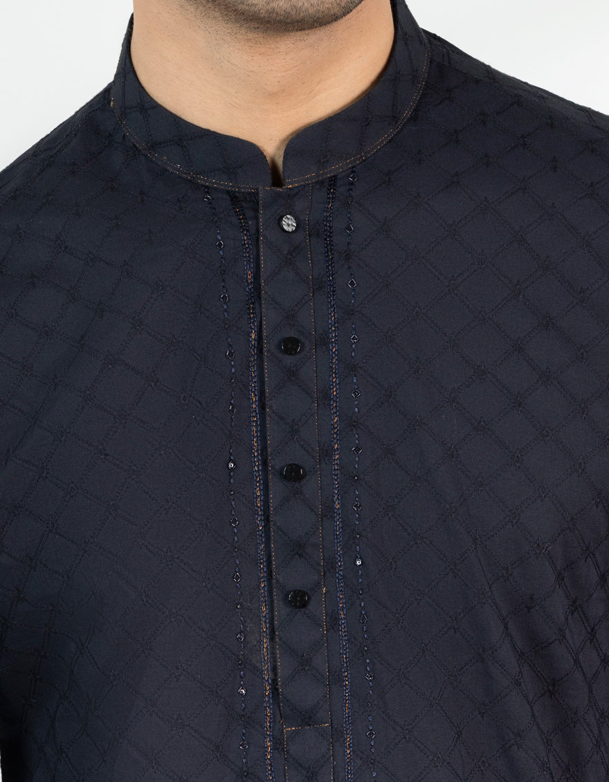 Cotton Black Kurta - J. Junaid Jamshed