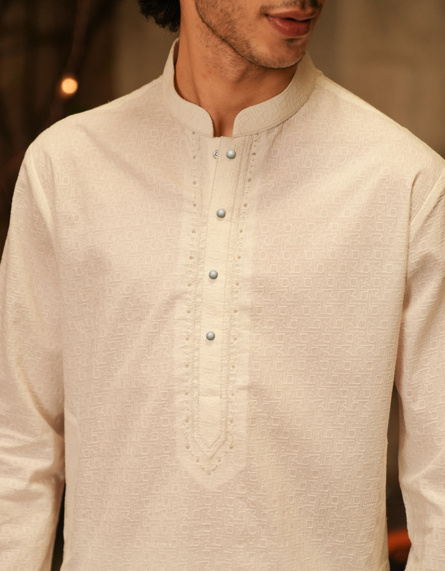 Cotton White Kurta - J. Junaid Jamshed