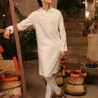 Cotton White Kurta - J. Junaid Jamshed